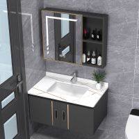 [COD] aluminum bathroom cabinet ceramic rock slab washstand one-piece wall-mounted mirror washbasin combination