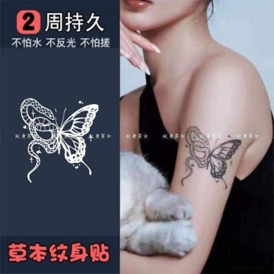 New herbal juice snake butterfly ins dark arm tattoo stickers waterproof men and women durable simulation