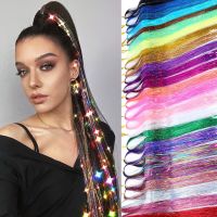 16 Colors Shiny Threads Glitter Hair Tinsel Kit Gold Silk Hair Glitter String Extensions Accessories For Women Headdress Wig  Hair Extensions  Pads