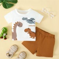 COD SDFGDERGRER Mikrdoo 0-2 Years Infant Baby Boy Clothes 2PCS Set Cartoon Dinosaur Print Short Sleeve T-shirt Plaid Shorts Toddler Boy Summer Casual Outfit Newborn Baby Pajamas