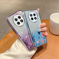 เคส Y90 Y91 Huawei Nova ลายดอกไม้ติดเพชรมันวาวหรูหราแผ่นซิลิโคนเคสมือถือแวววาวเคลือบเงาด้านหลังเคสป้องกันกันการกระแทก