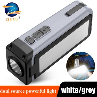 Portable Working Light Doul source LED Flashlight Type-c Charging Light with Bulit-in 1800 mAh Battery Foldable Camping Torch