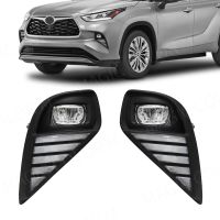 For Toyota Highlander 2021 2022 DRL Fog Light Led Daytime Running Lamp Daylights Dual Colors White Yellow Wires Switch Accessory Adhesives Tape