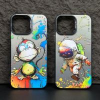 Oil Painting Series Monkey Astronaut iPhone Case for iPhone 14 13 12 11 Pro Max Protective Case Shockproof Case