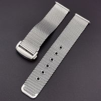 Mesh Stainless Steel Strap 20mm 22mm Folding Butterfly Buckle Metal Quick Release Watch Band Bracelet for Omega Seamaster 007