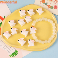 ?【Lowest price】Wonderful ลูกปัดการ์ตูนเซรามิกกระต่ายสีขาวทำมือวัสดุเครื่องประดับทำสร้อยข้อมือสร้อยคอ