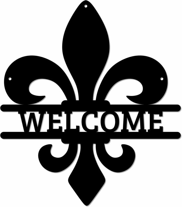 fleur-de-lis-welcome-front-door-sign-fleur-de-lys-metal-welcome-sign