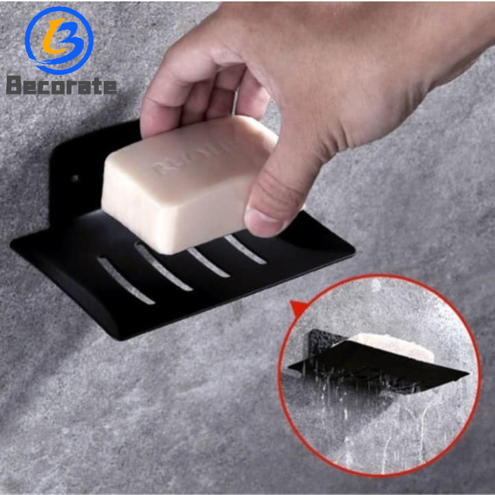 BECORATE Stainless Steel Soap Drain Dish Soap Dish Wallmounted Bath Soap Holder Sponge Dish