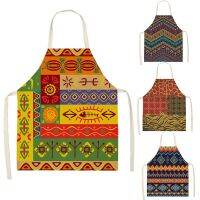 1 Pcs Colorful Geometric Patterns Cleaning National Style Aprons Home Cooking Kitchen Apron Cook Wear Cotton Linen Adult Bibs