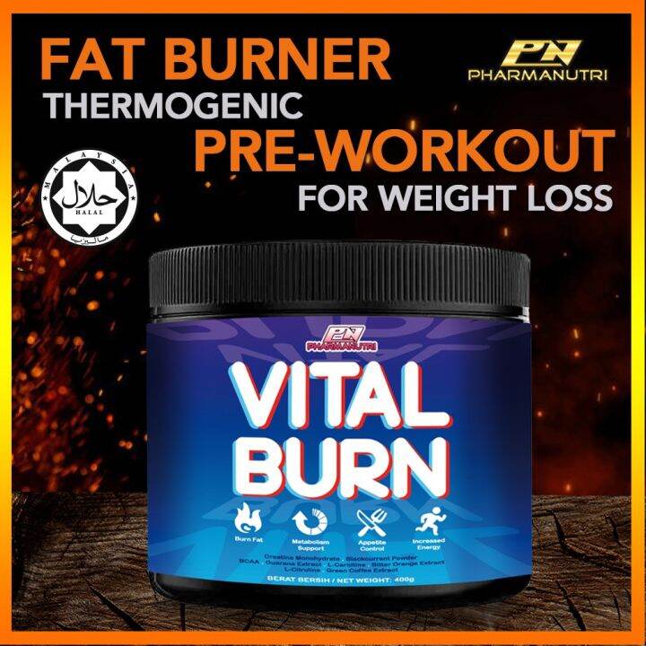 Vital Burn Halal Fat Burner Pre Workout 400g40 ser Original Hologram vs Titan Burn TKO