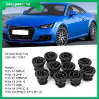 JUICYPEACHNU 10ชิ้นอุปกรณ์ทำมือสำหรับรถ Polo Passat B8กอล์ฟ1.8 TSI 2.0 TFSI สำหรับ Audi A4 A5กระทะน้ำมันที่นั่ง A6ที่อุดบ่อสูบปลั๊กท่อระบายน้ำมันสำหรับรถยนต์เครื่องยนต์เบนซินอัตโนมัติ