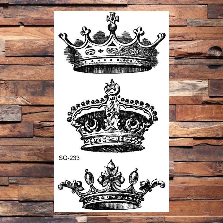 black-crown-temporary-tattoos-for-women-adults-realistic-bird-cross-sword-heart-fake-diamond-tattoo-sticker-body-hand-tatoos-3d