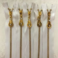 ☌ 2-5pcs 18cm 7 inch White nylon brass metal zipper closed automatic lock sewing process