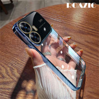 ROAZIC เคสฟิล์มเลนส์สำหรับ C55 Realme/C55 Realme NFC Electroplated เคสใส่โทรศัพท์มุมมองขนาดใหญ่กันกระแทก TPU เนื้อนิ่มโปร่งใสบางเฉียบ C01-2ฝาหลัง