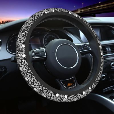 37 38 Car Steering Wheel Cover Skulls Pattern Universal Texture Auto Decoration Colorful Auto Accessories