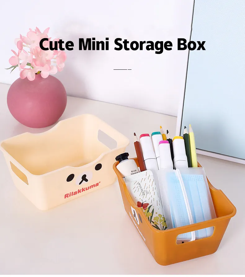 Local Delivery】Cute Desktop Organizer Mini Storage Box Rilakkuma Plastic  Basket Rectangular Cartoon Storage Box Thickened Stationery Induction Box |  Lazada PH