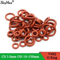 10Pcs VMQ O Ring Seal Gasket Thickness CS 3mm OD 10 150mm Silicone Rubber Insulated Waterproof Washer Round Shape Nontoxi Red