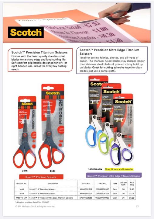 Scotch 8 Precision Ultra Edge Titanium Scissors, Ideal for Fabric, Crafts,  and Photos (1458TU-MIX)