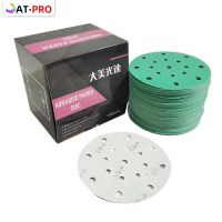 ☋ Green Ceramic Sandpaper 6 17 Holes 150mm Round Flocking Self-Adhesive Air Grinder Sanding Putty Dry Sanding Paper