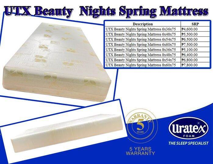 SCBC Uratex Beauty Nights Spring Mattress 8x48x75 (Double) | Lazada PH