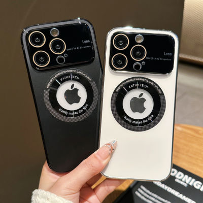 HOCE เคสโทรศัพท์เจาะรูโลโก้ Magsafe สำหรับ iPhone 14 13 12 Pro Max 14 Plus AG กระจกเคลือบกล้องแม่เหล็กป้องกันชุบฝาแข็ง
