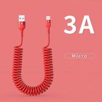 สายชาร์จเร็ว5A 65W สายเคเบิ้ล Type C แบบสปริงเหมือนกล้องส่องทางไกลสำหรับติดรถที่ชาร์จแบตเตอรี่โทรศัพท์สาย USB ไมโคร USB 3A สำหรับ Samsung Xiaomi Redmi ตัวแปลงสายเคเบิลรุ่น POCO Honor