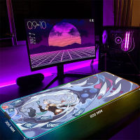 Genshin Impact RGB Mousepad แผ่นรองเม้าส์สำหรับเล่นเกมขนาดใหญ่ Mousepads Luminous Mouse Pads แผ่นรองเม้าส์ LED ขนาดใหญ่แผ่นรองเม้าส์ Backlit คีย์บอร์ด Mats