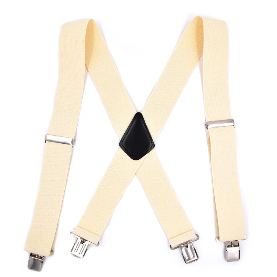 5cm/2 Inch Wide X Back 4 Strong Clips Adjustable Elastic Trouser Braces  Straps Heavy Duty Big Size Work Suspenders For Men - Buy 5cm/2 Inch Wide X  Back 4 Strong Clips Adjustable