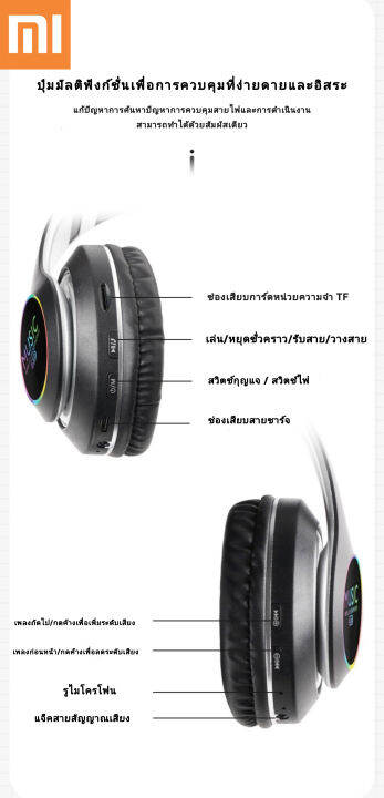 เกรดพรีเมี่ยม-หููฟังแบบพับได้-xiaomi-ชุดหูฟังเพลงไมโครโฟน-บูลทูธ-5-0-สำหรับเล่นเกม-เล่นกีฬา-หูฟังซับวูฟเฟอร์แบบสวมศีรษะ-สเตอริโอไร้สาย