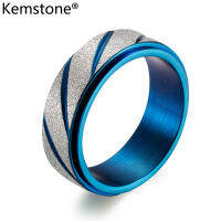 Kemstone แฟชั่น 8 มิลลิเมตรสแตนเลสเคลือบเงินพื้นผิวหมุน Multicolor แหวนสำหรับผู้ชาย