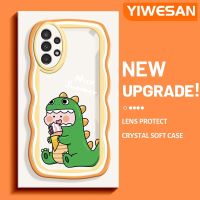 YIWESAN เคสปลอกสำหรับ Samsung Galaxy A04s A13 5G ลายไดโนเสาร์,เคสมือถือกันกระแทกแบบใสนิ่มโปร่งใสลายกล้องถ่ายรูปเก๋ไก๋เคสซิลิกาเจลฝาครอบป้องกัน