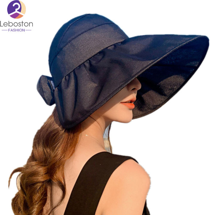 leboston-หมวก-ผู้หญิงอาทิตย์หมวกปรับพับปีกใหญ่บังแดดหมวกปกใบหน้าป้องกันรังสียูวี-sunhat