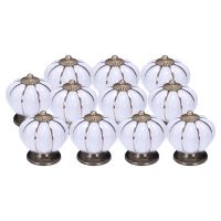 12Pcs Pumpkin Zinc Ceramic Door Knobs Drawer Pull Handle Kitchen Cabinet Cupboard Wardrobe White