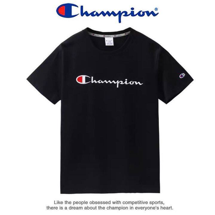 ส่งของ-เสื้อยืดแขนสั้น-ผ้าฝ้าย-พิมพ์ลายตัวอักษร-champion-สําหรับผู้ชาย-และผู้หญิง