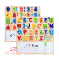 ? ส่งจากไทย Todds &amp; Kids Toys by JKP Toys กระดานไม้+ไวท์บอร์ด สอน A-Z เเละคำศัพท์ ตัวเลข ของเล่นไม้เสริมพัฒนาการ ของเล่นเสริมทักษะ