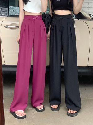 Zoki สูทสำหรับผู้หญิง,S-4Xl เกาหลีกางเกงลำลองฮาราจูกุแนวแฟชั่นกางเกงขาทรงกระบอกเอวสูงบางใส่ฤดูร้อนของกางเกงขาม้า