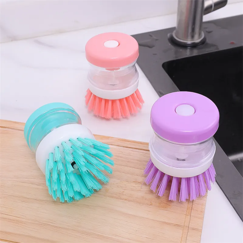 3Pcs Soap Dispensing Dish Brushes, Press Type Washing
