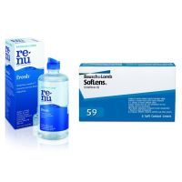 Bausch &amp; Lomb Soflens 59 (แพ็ค 3คู่)คอนแทคเลนส์ รายเดือน และ Renu355ml+60ml