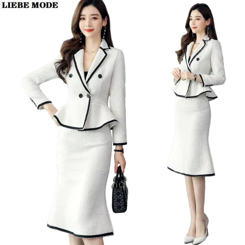 black and white skirt and jacket set