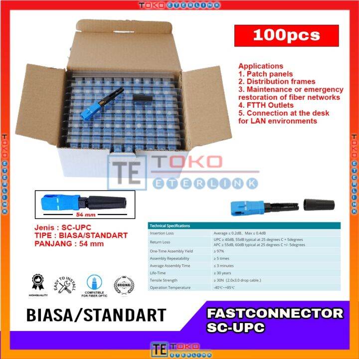1Box/100pcs Fiber Optic Fast Connector SC UPC Biasa Standar Konektor ...
