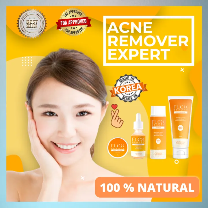 FLEX BEAUTY Organic Acne Solution Set for Acne Scars Melasma Pekas