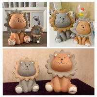 Cartoon Lion Piggy Bank, Animal Desktop Statue Ornament, Plastic Sculpture Lion with Piggy Bank Gift Decoration for Children