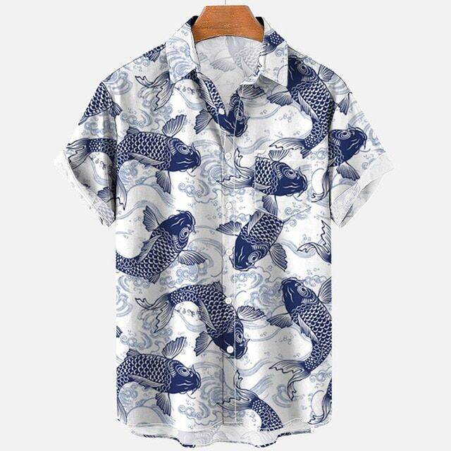 👔👔 2022 Sea Animals Seahorse Fish 3d Hawaiian Pattern Shirt Men's ...