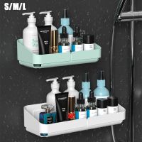 Self Adhesive Bathroom Shelves Wall Mounted Storage Rack Box Toilet Washstand Punch Free Shampoo Holder Bathroom Accessories