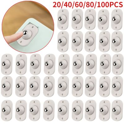 20-100pcs Wheels For Furniture Stainless Steel Roller Self Adhesive Furniture Caster Home Strong Load-bearing Universal Wheel Furniture Protectors Rep