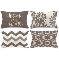 Grey white geometric linen pillowcase sofa cushion cover home decoration can be customized for you 30x50 40x60