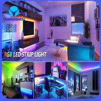 TIANNIANBU 5V ค่ะ ไฟเส้น LED แบบ USB 0.5-5เมตรค่ะ 5050 RGB โคมไฟบรรยากาศพื้นหลังทีวี ลดกระหน่ำ การเปลี่ยนสี ไฟเส้น อุปกรณ์สำหรับห้องครัว