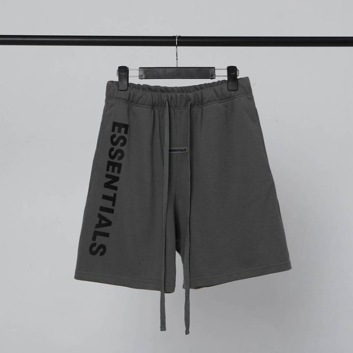 fog-essentials-logo-print-elastic-waistband-casual-sports-shorts-for-men