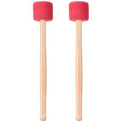 Bass Mallets Sticks ค้อนโฟมสีแดงพร้อมด้ามไม้สำหรับกลองเบสเพอร์คัชชัน13นิ้ว