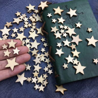 100ชิ้นขนาดผสม Romatic Style Wood Star แผ่นไม้แฟชั่นตกแต่งบ้านงานปาร์ตี้คริสต์มาส DIY Scrapbooking